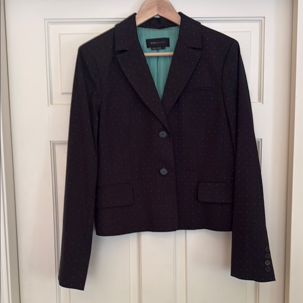 BCBG MaxAzria Black/turquoise dot Blazer Tailored Suit Jacket